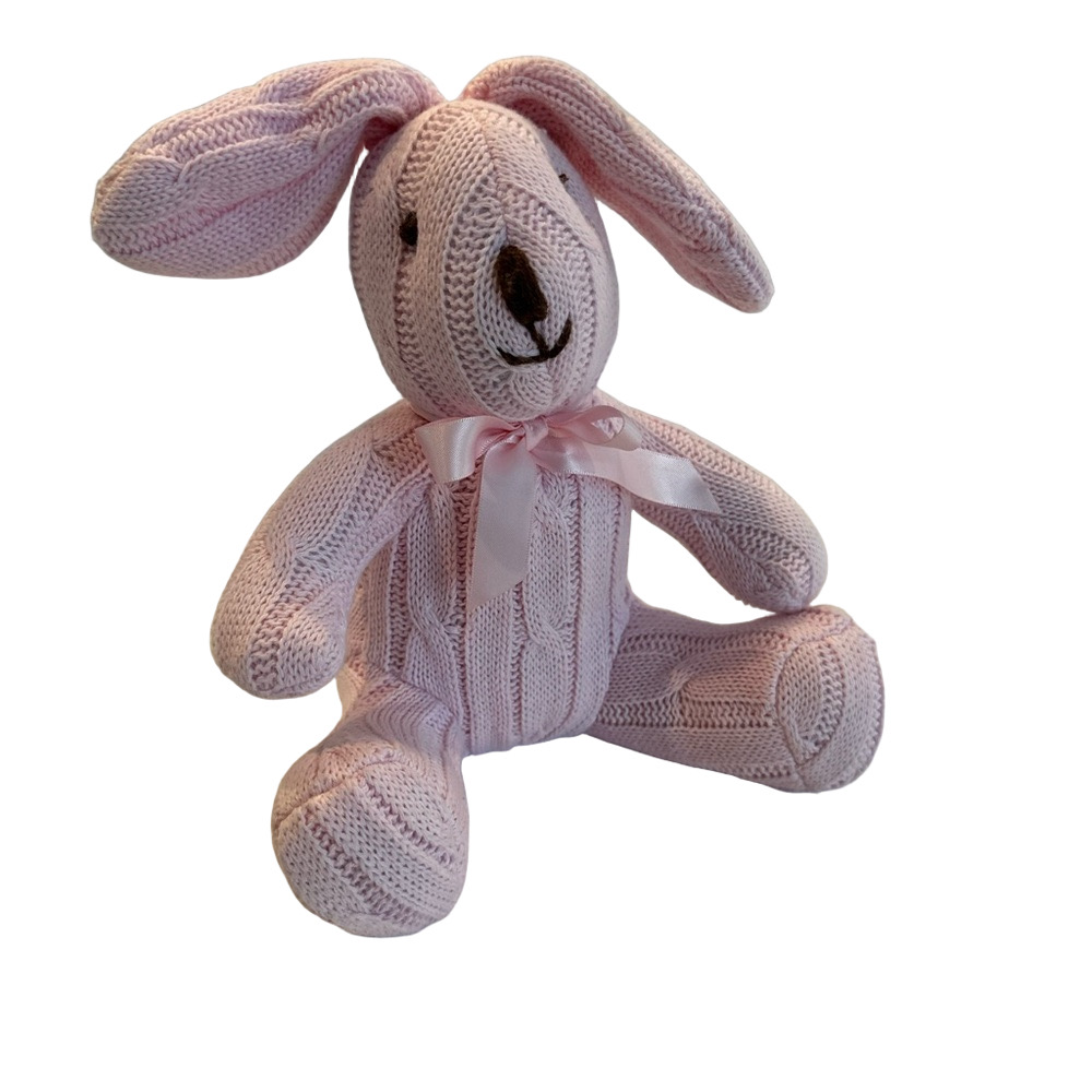 4/20$ Baby Pink Knit Stuffed Bunny with Floppy Ears